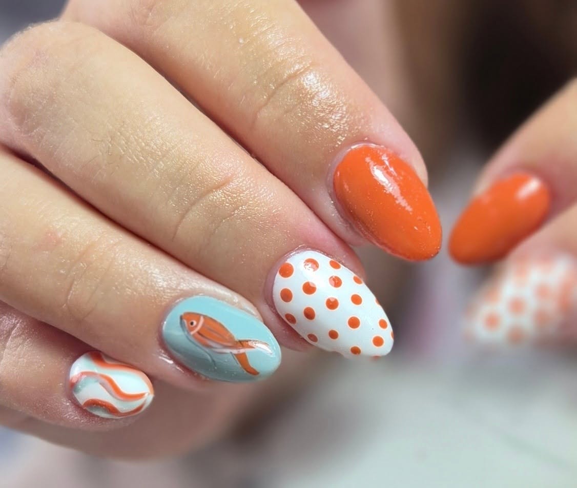 Hand-painted gel polish nail art