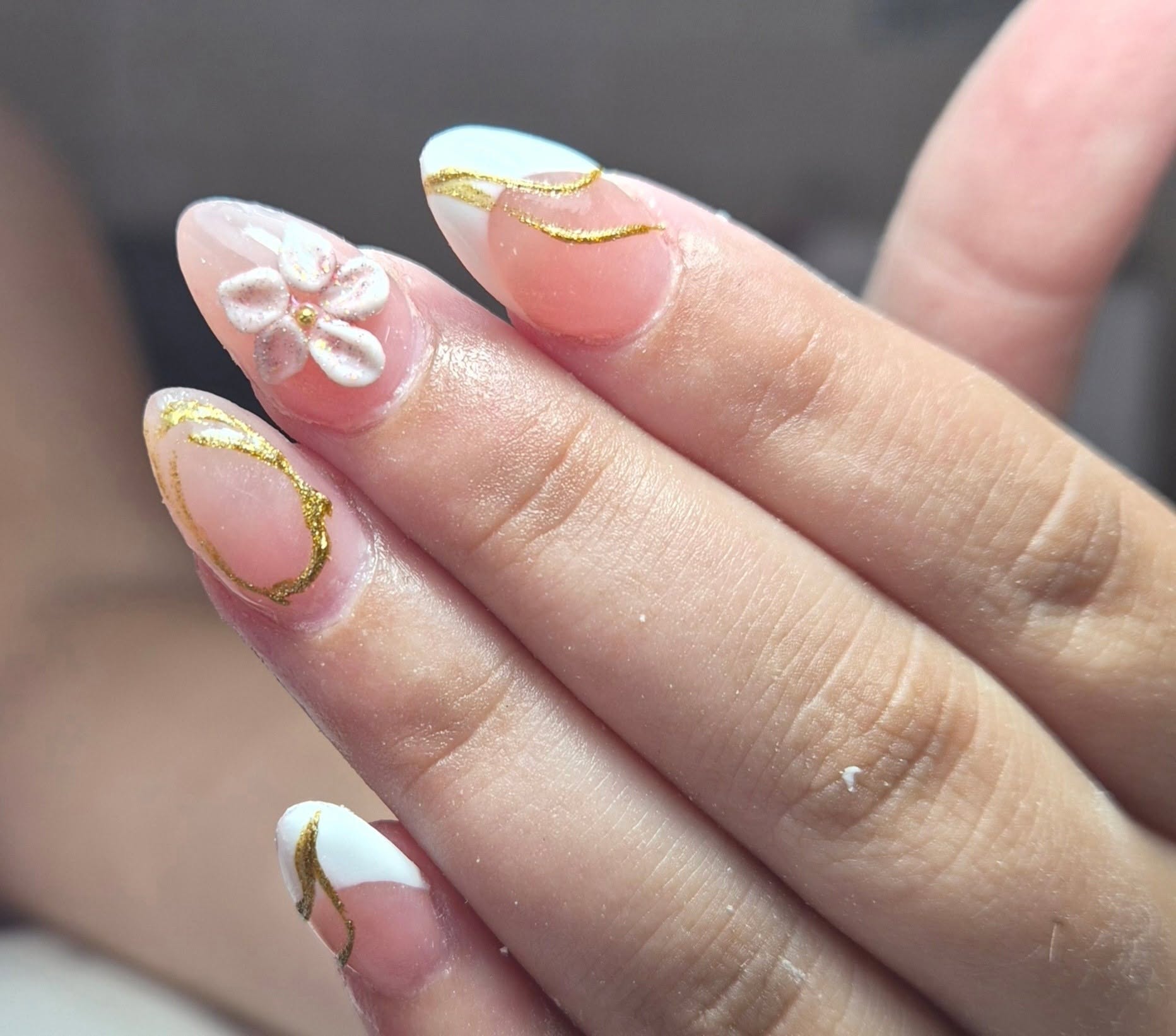 3D floral hand-painted nail art