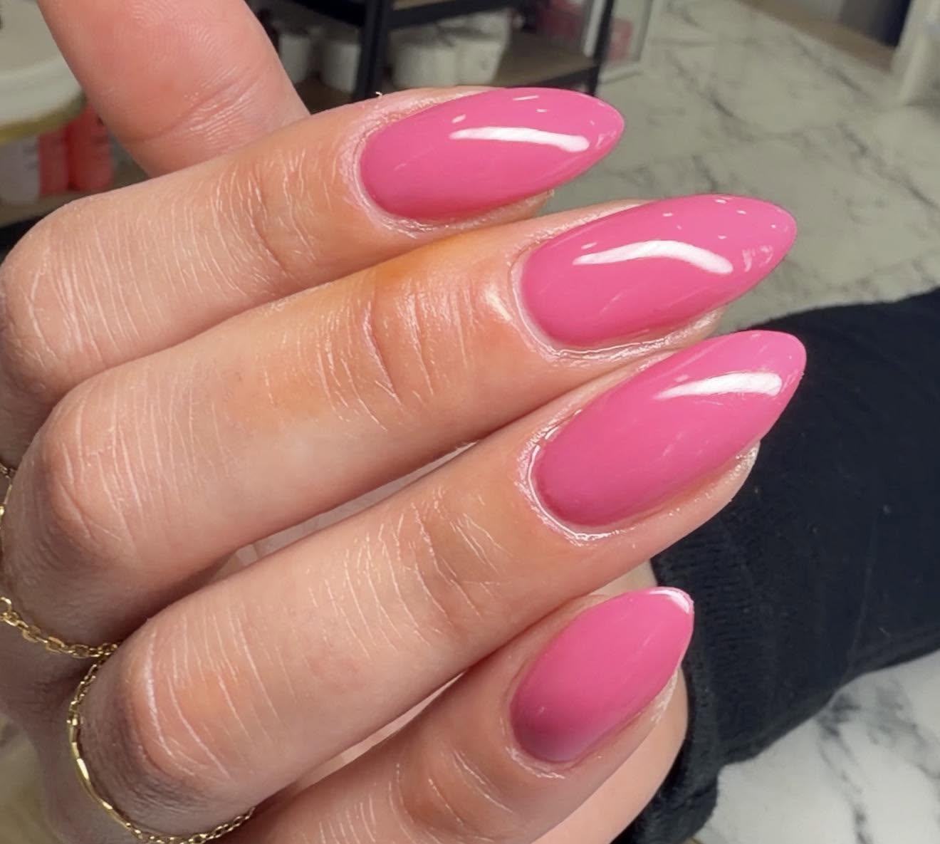 BIAB glossy pink nail set